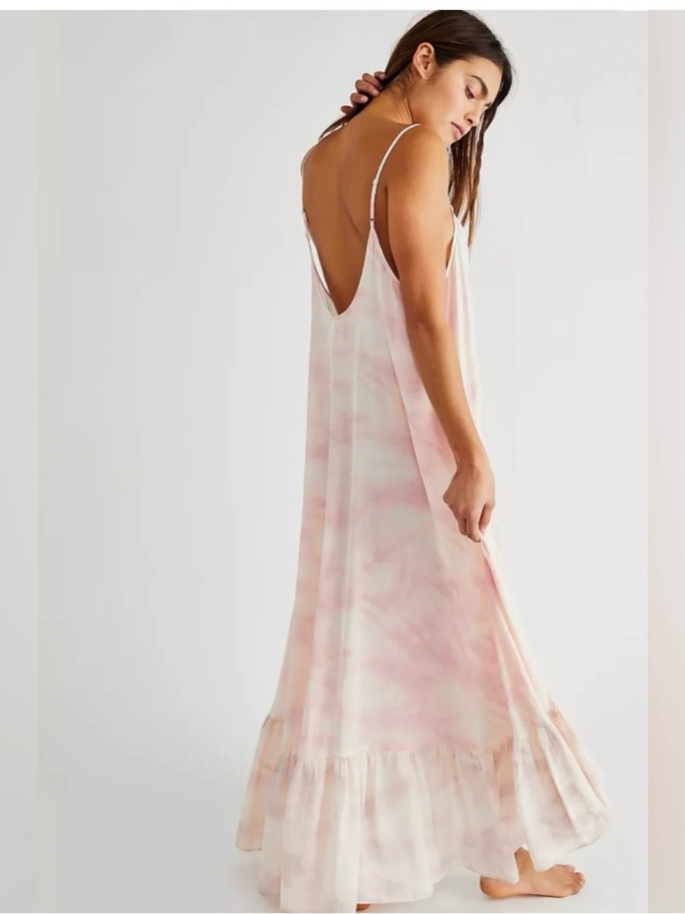 🌸Free People Intimately Full On Maxi Slip Dress Pink Purple Tie Dye A-Line US L - Picture 2 of 16